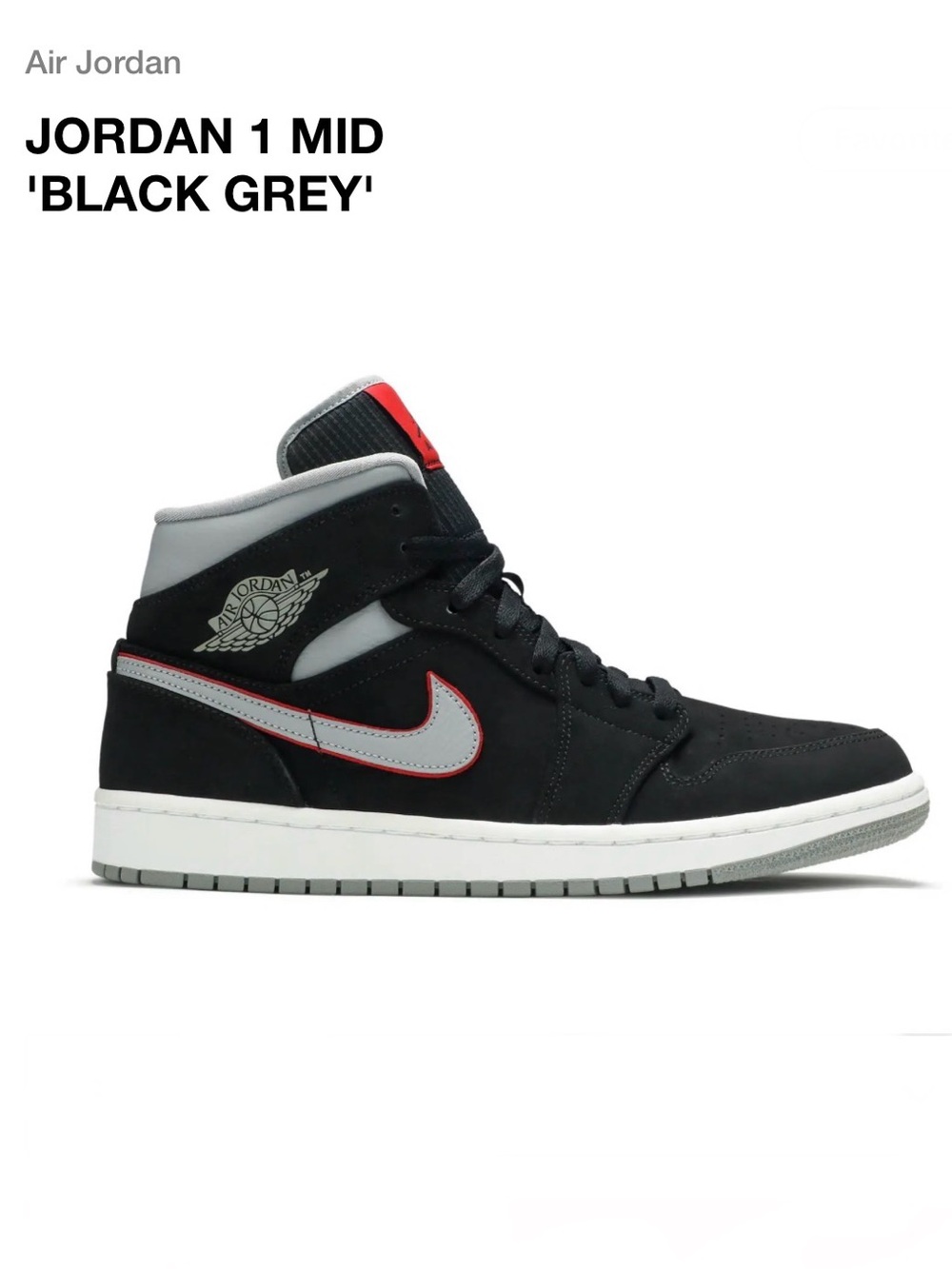 Nike Air Jordan 1 Mid Black / Particle Grey / Gym  Red (2019)
